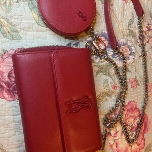 Steve Madden Red Crossbody Wallet with Chain Strap and Coin Pouch